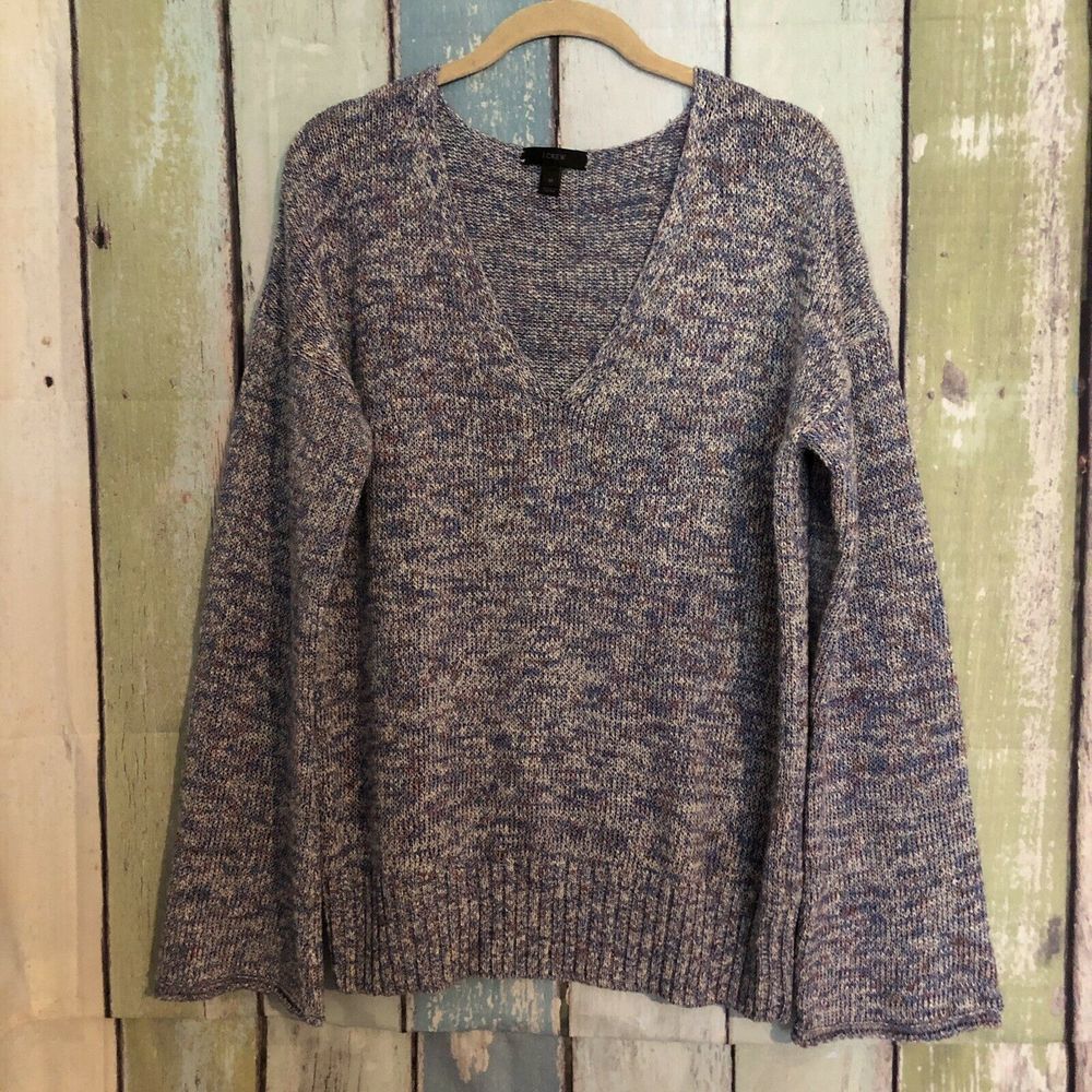 J. Crew Women’s Sweater Flared Sleeve Marled - Picture 3 of 8